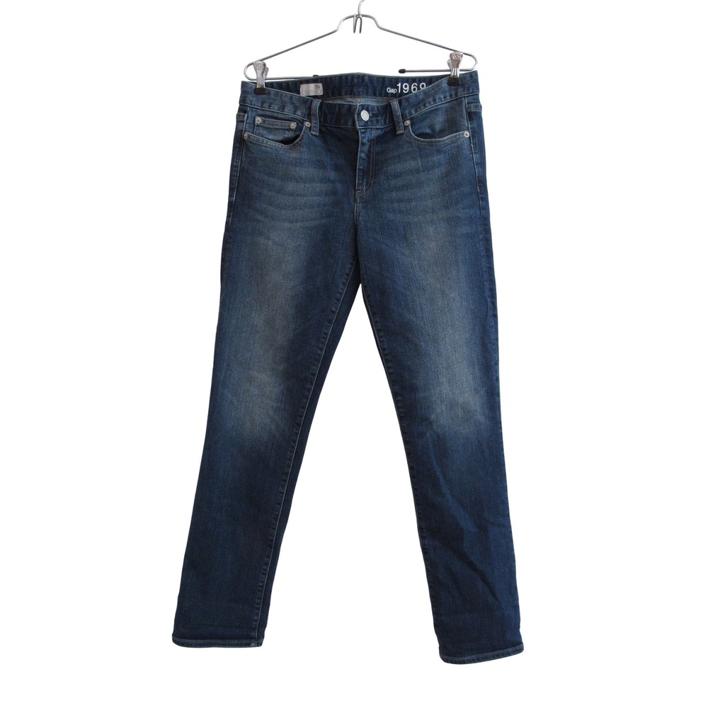 Gap 1969 Real Straight Jeans Womens 30 Regular Blue Medium Wash Denim Stretch